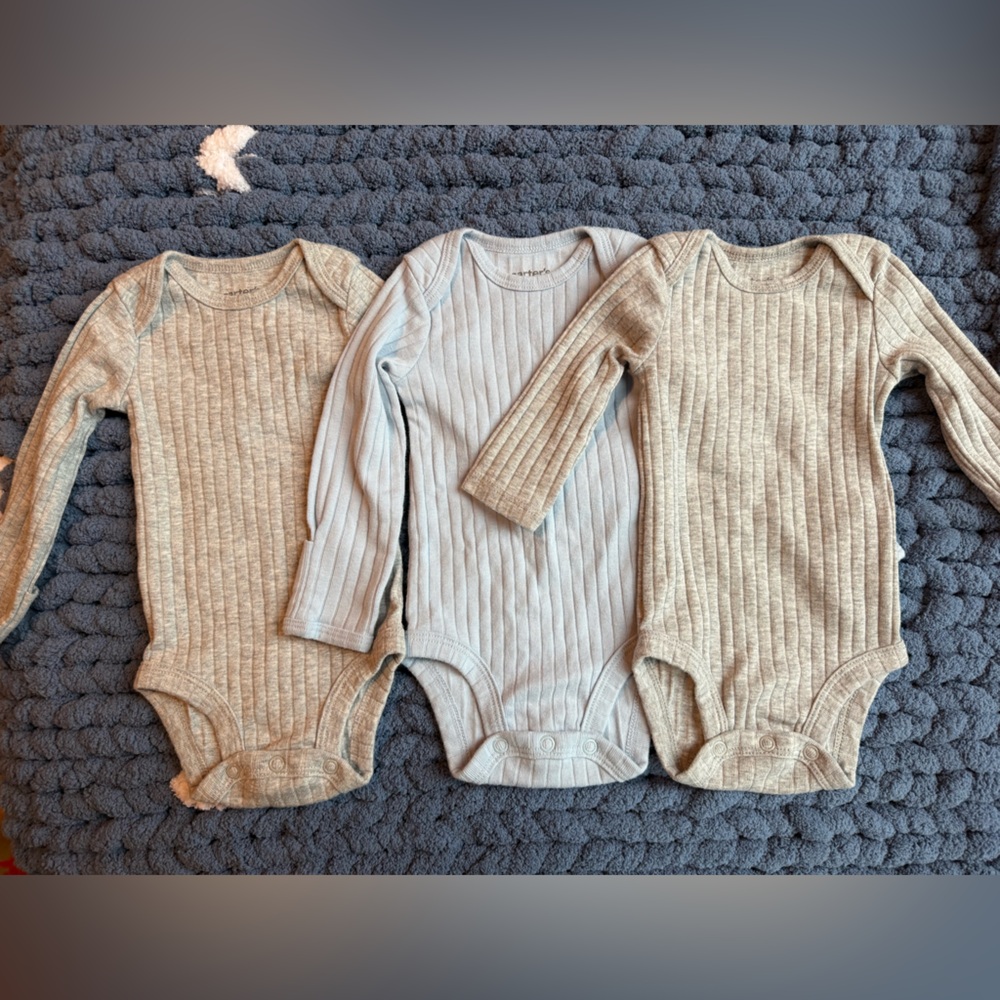 Carter's Ribbed Bodysuit Trio - Grey and Blue